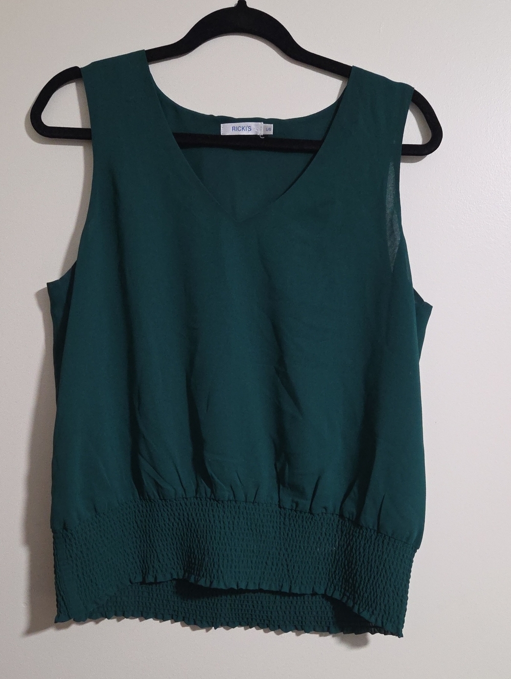 Ricki's Teal V-Neck Smocked-Hem Sleeveless Camisole